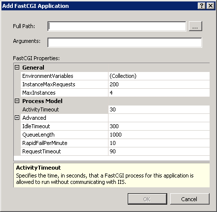 Add FastCGI Application Dialog