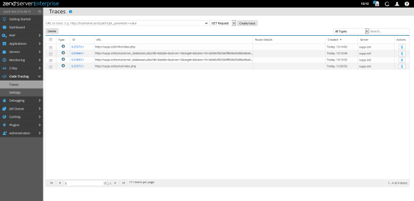 Code Tracing - Traces List Page