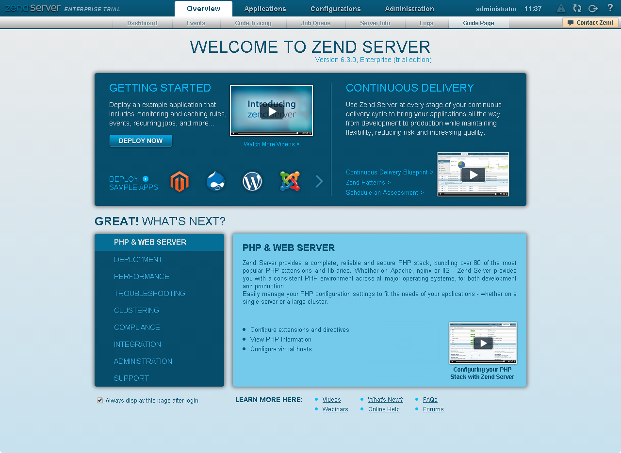 Step 1: Launch Zend Server- Zend Server 6.3
