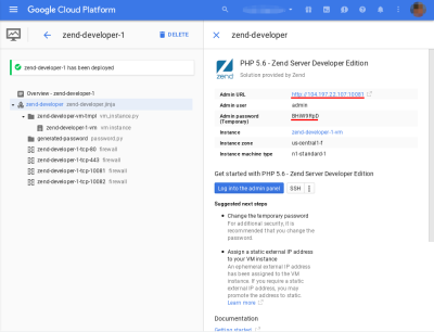 Launching Zend Server Instance