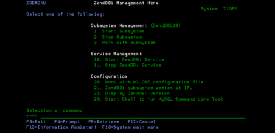 ZendDBi Management Menu