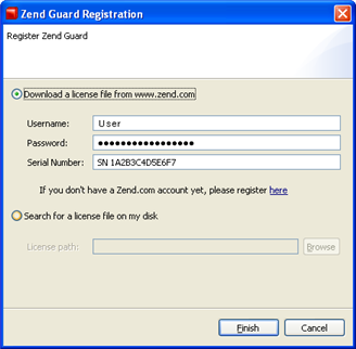 Registration Dialog