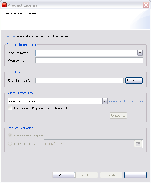 Product License Dialog