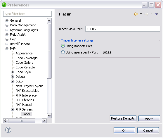 Tracer Preferences