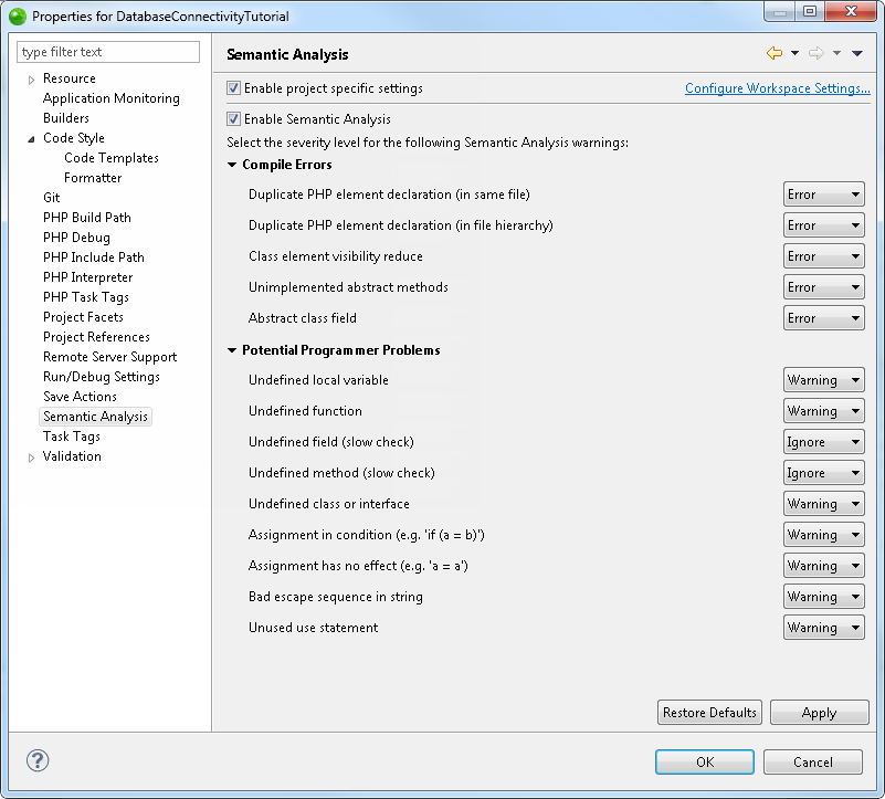 Semantic Analysis Properties