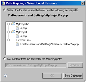 Path Mapping file options Dialog