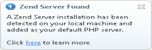 Zend Server Auto Detect Popup