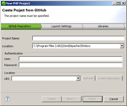 Creating a New Project From GitHub - Zend Studio 10.0/10.1