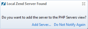 Zend Server Auto Detect Popup