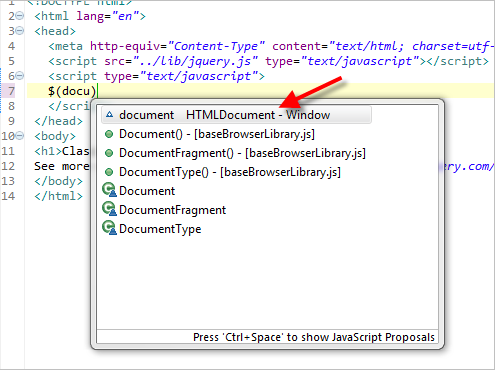 Developing in Zend Studio Using jQuery Support