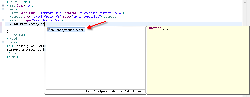 Developing in Zend Studio Using jQuery Support