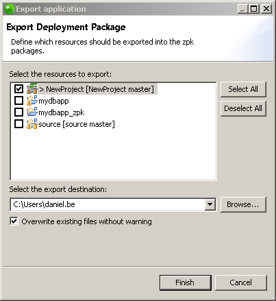 Exporting the Application Package
