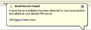 Zend Server Auto Detect Popup